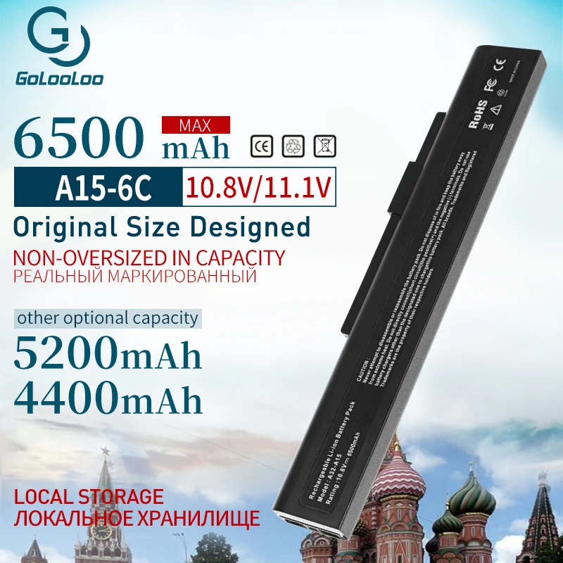 

Golooloo 6500 mAh 11.1v a32-a15 Laptop Battery For MSI A42-A15 CR640X CX640DX CX640 CR640DX A6400 CR640MX CX6 CR640 A41-A15