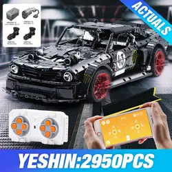 Новый Yeshin 20102 Technic Car Series Mustang Hoonicorn с функцией мотора, MOC-16915, строительные блоки, кирпичи, детские автомобильные игрушки