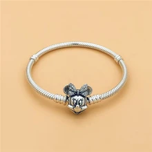 Cefuny подлинный 925 пробы Серебряный мерцающий браслет с портретом с прозрачным CZ Очарование Змея Chian браслет женский подарок