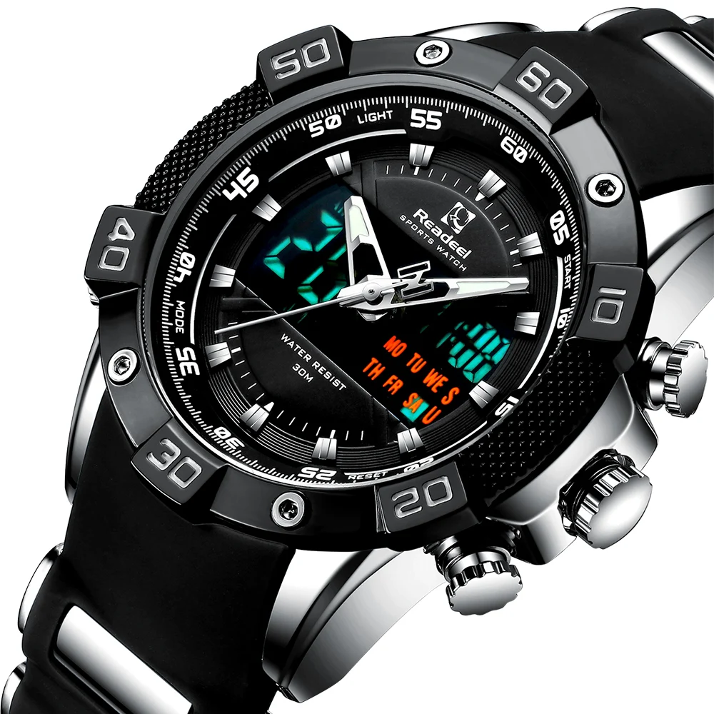 

Business Watches Mens Luxury Brand Sport Watch Digital Quartz Man Watch Chronograph Wristwatch Male Clock Led Relogio Masculino