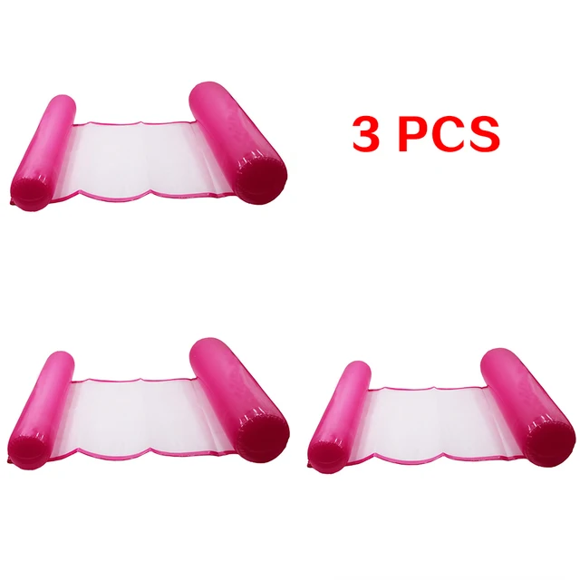 Water hammock recliner inflatable floating Swimming Mattress sea swimming ring Pool Party Toy lounge bed for swimming Rose red 3pcs