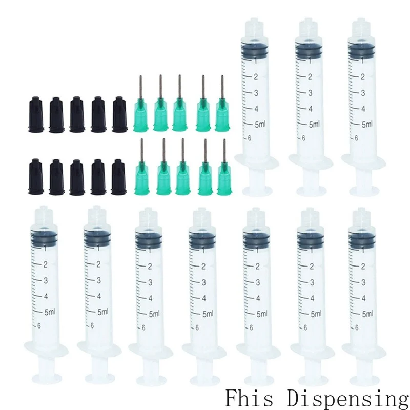 5PCS Industrial Syringe with cap injection Tip Needle Tool Plastic syringe MA 