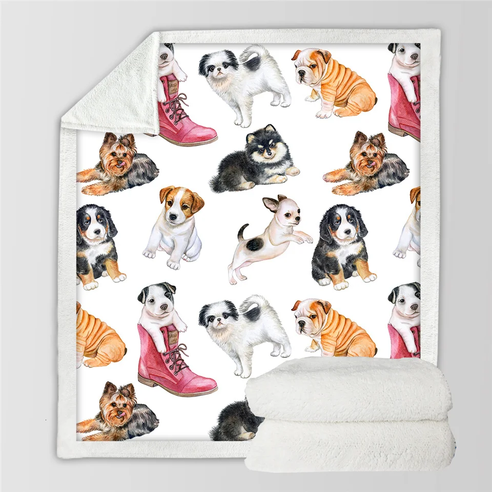 Постельные принадлежности Outlet Puppy мягкое пушистое одеяло бульдог детское одеяло s для кровати мультфильм плюшевое одеяло животные красочные собаки покрывала