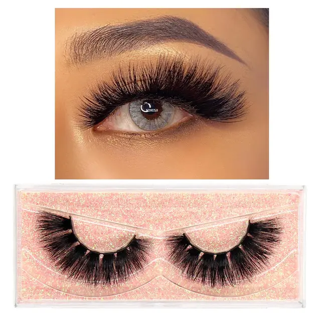 FOXESJI Makeup Eyelashes 3D Mink Lashes Fluffy Soft Wispy Natural Cross Eyelash Extension Reusable Lashes Mink False Eyelashes E04