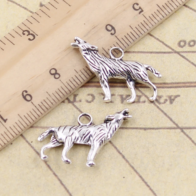 Breloques Loup Volant Tibétain en Bronze et Argent, Bijoux de Bureau, Artisanat Fait à la Main, 26x20mm, 10 Pièces