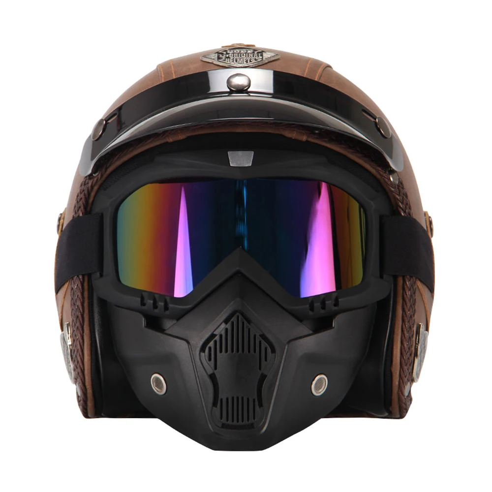 Casco Moto Full Face Helmet Removable Modular Dual Motorcycle Helmet Vintage Biker Motorbike Motocross Moto Helmet Men Women