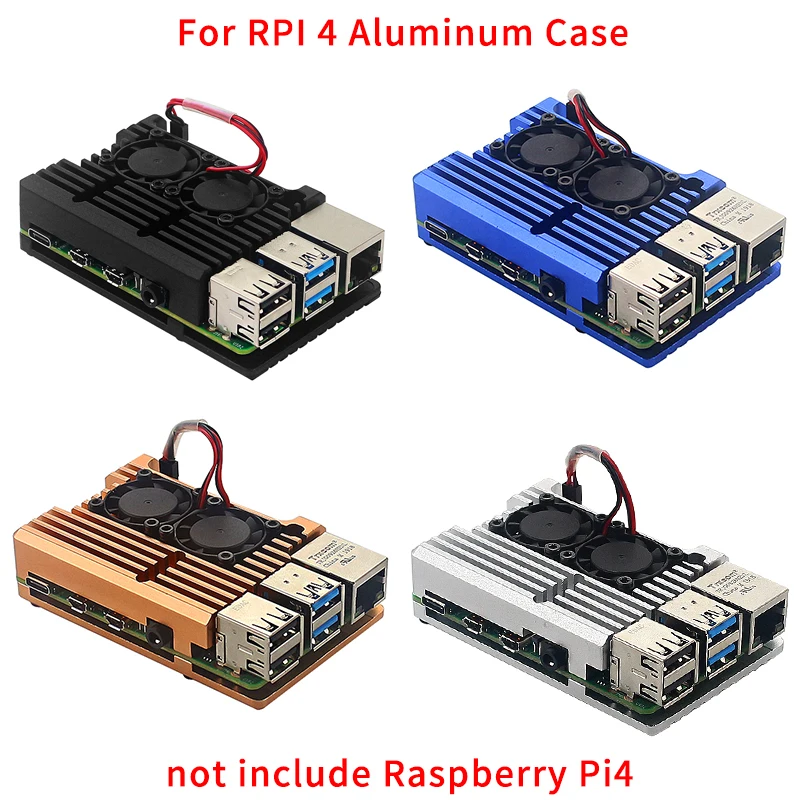 Алюминиевый металлический чехол для Raspberry Pi 4 3 с двумя вентиляторами +