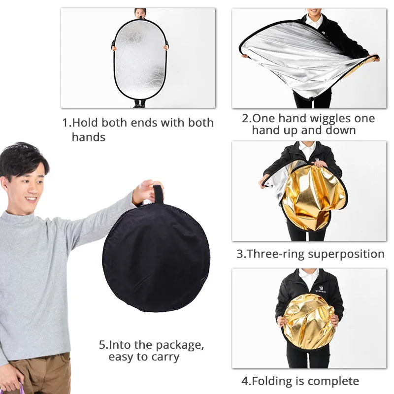 Kopen Capsaver 60*90 Cm Opvouwbare Reflector 5 In 1 Multi Disc Photo Reflector 24*35 Inch Draagbare Ovale licht Diffuser Fotografie