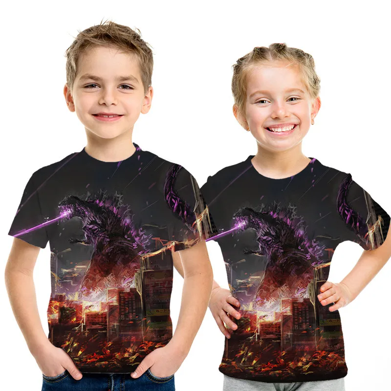 

Newest Boys girls Short Sleeve T Shirt Movie Godzilla: King of the Monsters 3D Printed T-shirts Harajuku Style T-shirt 100-160