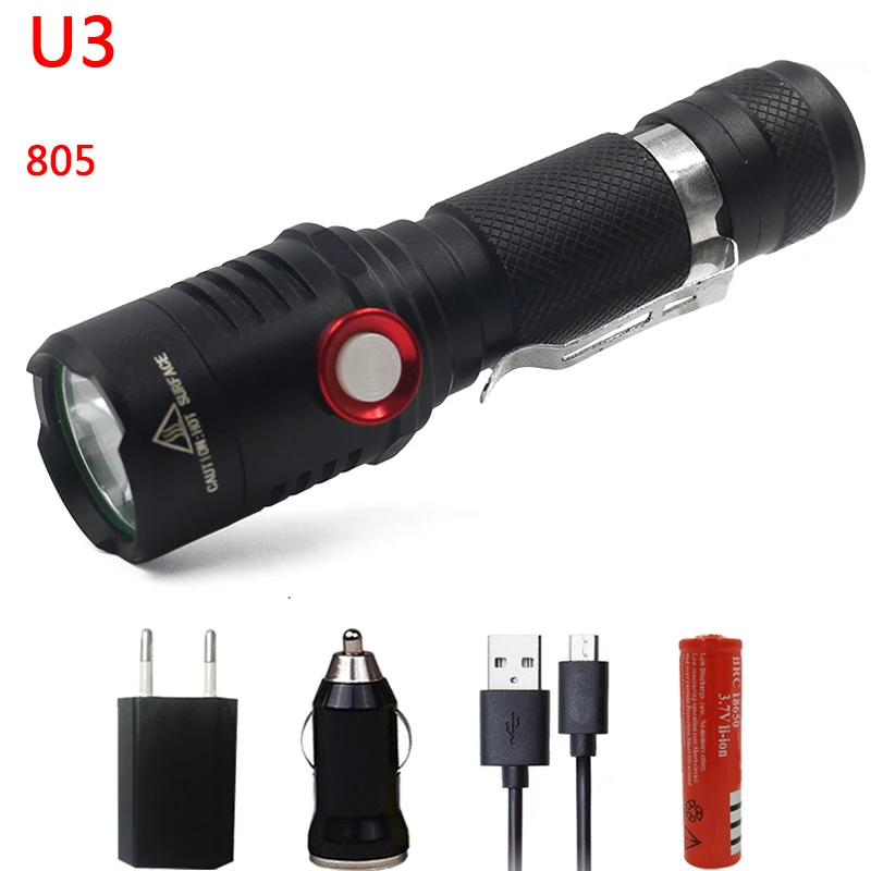 Option C Litwod Z35 Micro USB Перезаряжаемый светодиодный фонарик XM-L2 U3 масштабируемый 18650 перезаряжаемый аккумулятор фонарик 1 Режим ВКЛ/ВЫКЛ - Испускаемый цвет: Option C
