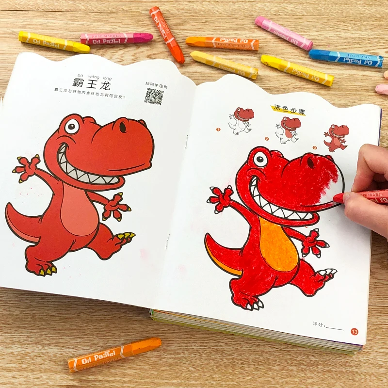 

8 Books 192 Pages Dinosaur Drawing Book for Boy 3-6 Ages Children Kindergarten Enlightenment Graffiti Coloring Notebook