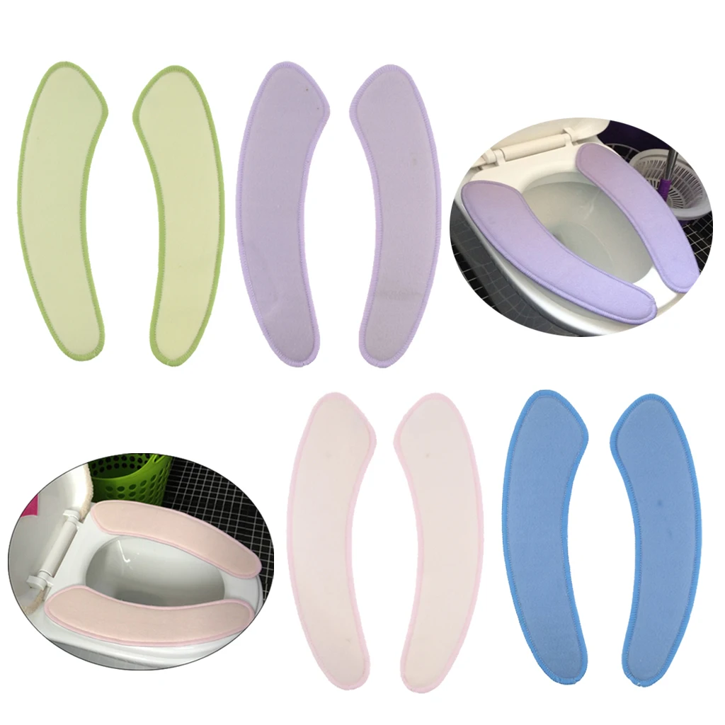 2Pcs Warm Plush Bathroom Toilet Seat Mats Cushion Pad for Winter, Comfortable, Self-Adhesive