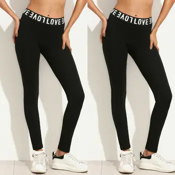 

Fashion Casual Women Workout Pants Leggings Ladies High Waist Thin Fitness Stretch Trousers Black