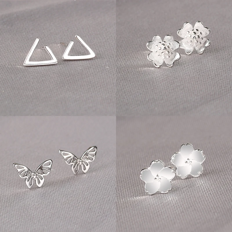

925 Sterling Silver Pin Beautiful flowers, moon and stars, natural elements style earrings New Year gift