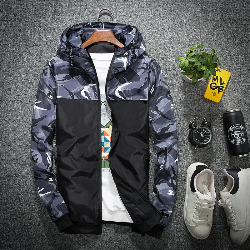 Новая продукция мужская куртка Корейская-Стильная Спортивная одежда тренд Красивая верхняя одежда мужская одежда подростковый большой размер весенний камуфляж Coa
