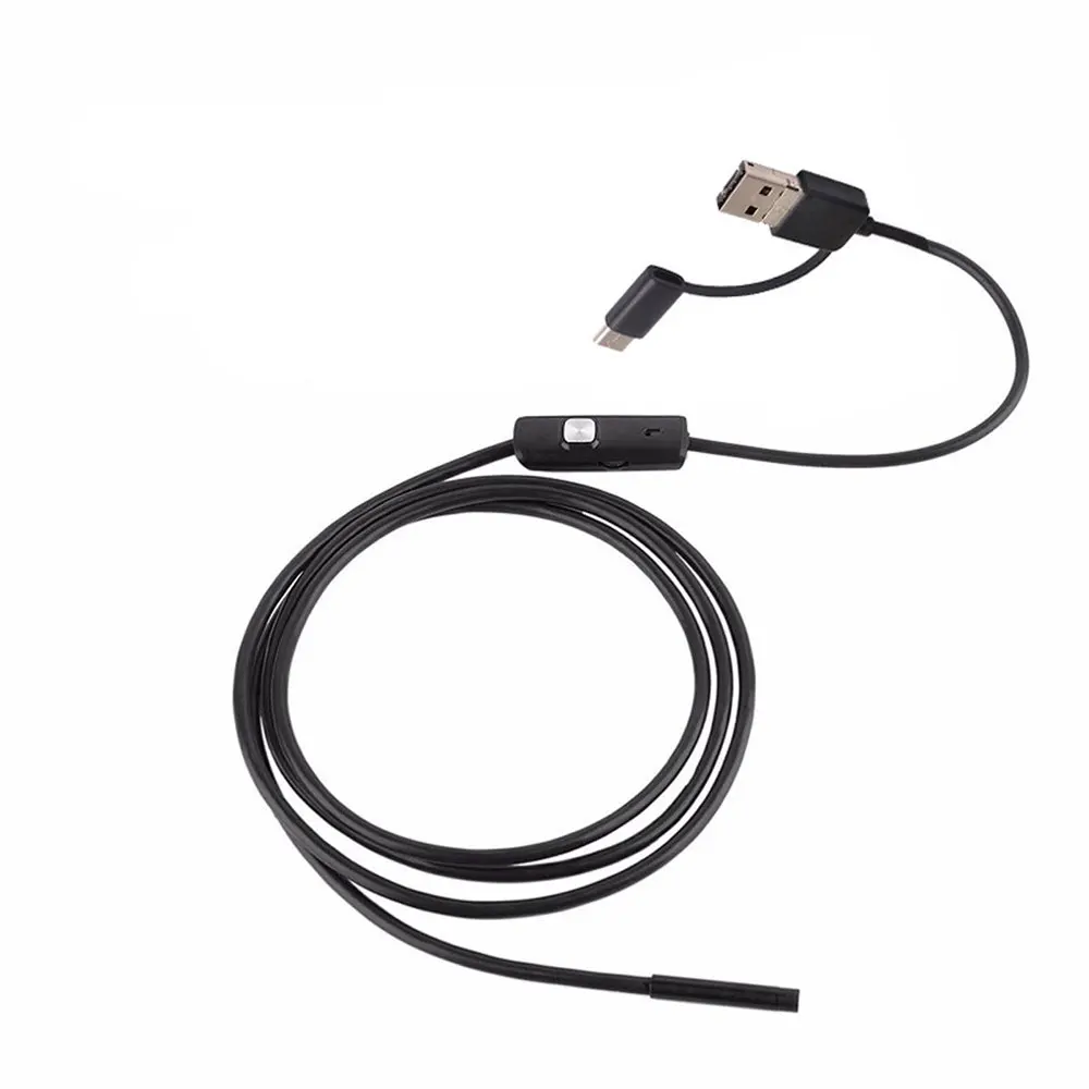 Водонепроницаемый Бороскоп эндоскоп 7 мм Micro USB TYPE-C HD камера для Andriod телефон объектив 3 в 1 порт с светодиодный черный