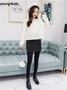 

Poungdudu maternity pregnant women dress woolen skirt Korean version of the tide mother package hip pregnant women stomach lift
