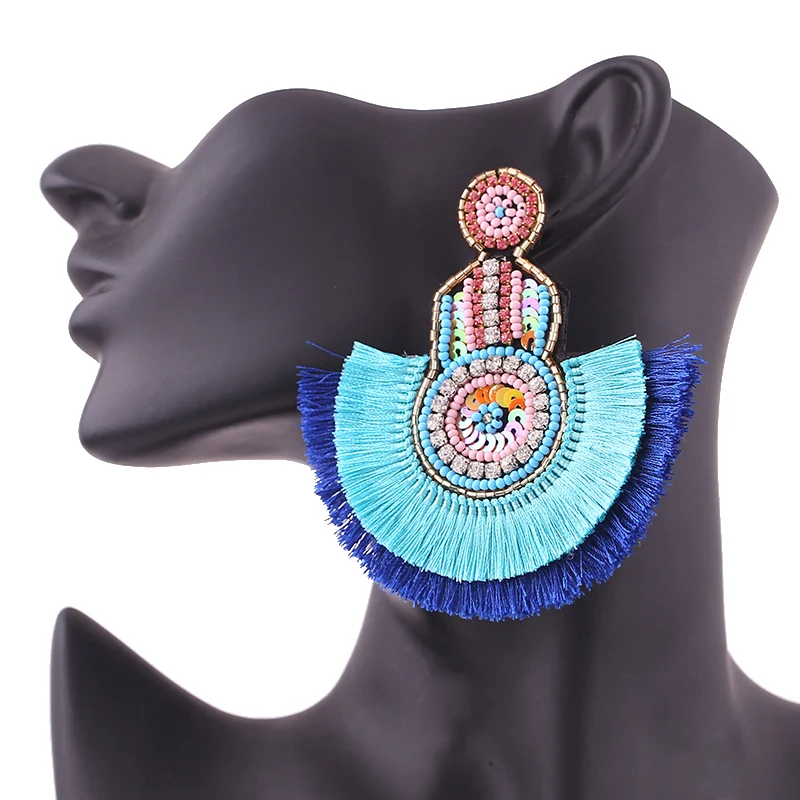 2019 Fashion Crystal Eyes Fringed Drop Dangle Earrings for Women Boho Luxury Bling Tassel Earrings Jewelry Dropshipping Yellow Party 4