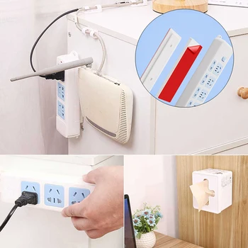 

Seamless Punch-free Plug Sticker Holder Wall Fixer Power Strip Holders Storage for Sockets Wall Holders Shelf Stand Holder