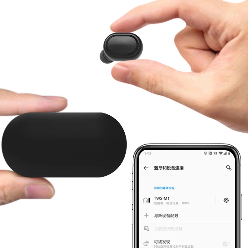 M1 TWS Mini Bluetooth Wireless Earphones Bluetooth Headset 5.0 With Mic Handsfree Earphone for Iphone Xiaomi Redmi Smartphone