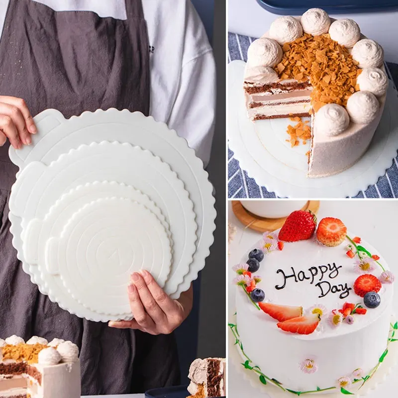4/6/8/10/12インチ再利用可能なプラスチックケーキボードラウンド正方形のムースケーキカップケーキデザートトレイホーム結婚式の誕生日パーティー| ケーキ型| - AliExpress