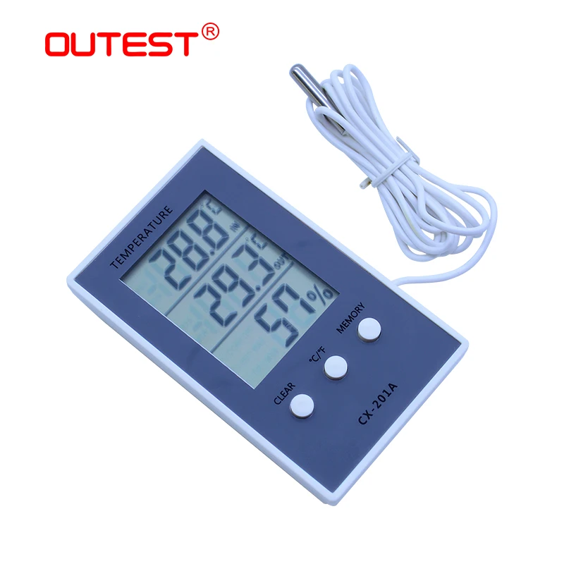 Digital LCD indoor outdoor thermometer hygrometer baby face display temperature humidity tester weather station CX-201A,thermometer hygrometer,digital thermometer,temperature and humidity meter,hygrometer thermometer