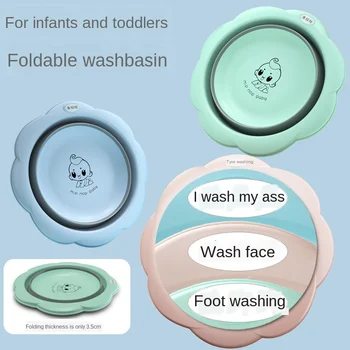 

Infant Folding Washbasin Baby Plastic Washbasin Children Silicone Washbasin