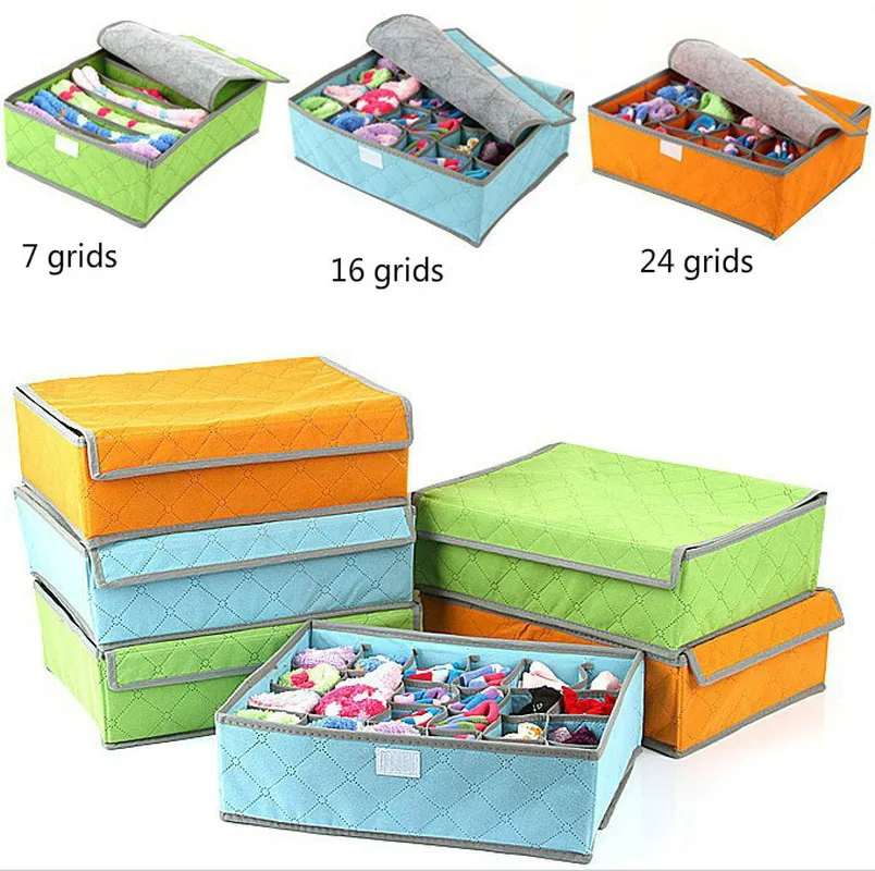 

Bamboo Charcoal Antibacterial and Moisture-proof 7-grid 16-grid 24-grid Colour Underwear Socks Receiving Box