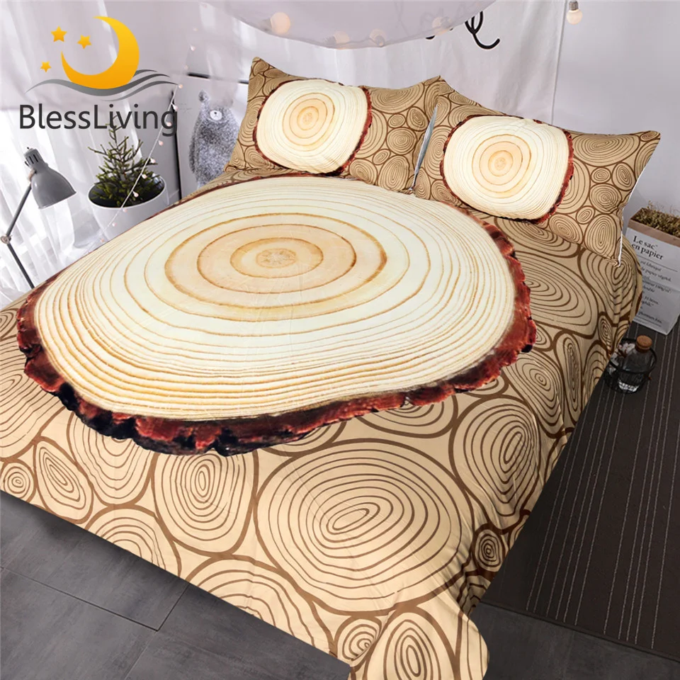 Blessliving Annual Ring Bedding Set Tree Rings Nature Textured