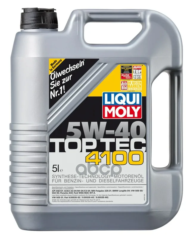 Liqui moly Масло Моторное Moly Top Tec 4100 5w40 Синтетическое 5 Л 7501 | Автомобили и мотоциклы