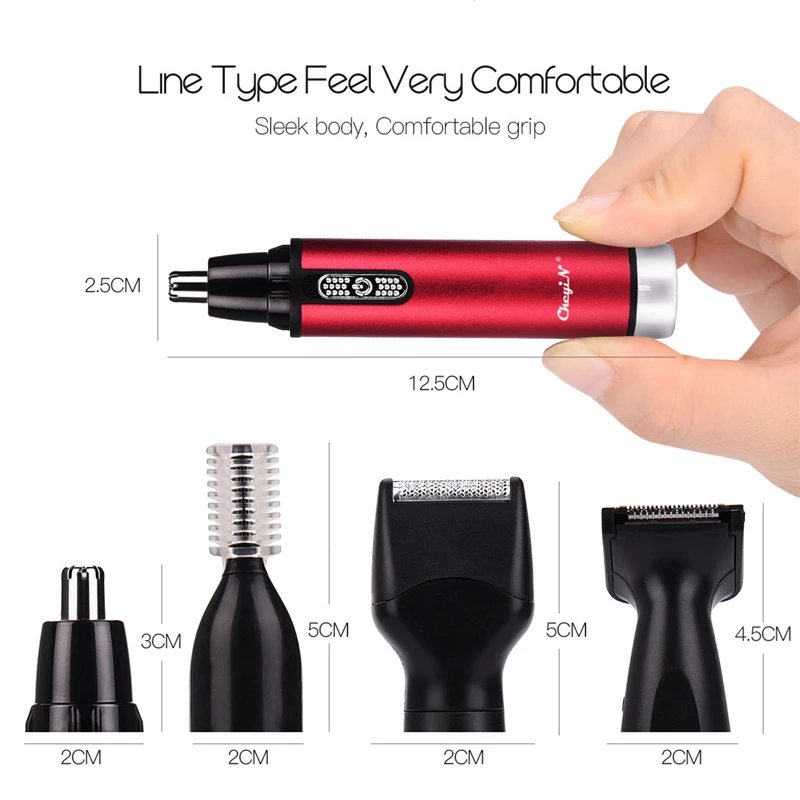 4 In 1 Battery Powered Ear Nose Trimmer Electric Shaver Beard Face Eyebrows Ear Nose Trimmer Hair Removal Shaver Kit For Men