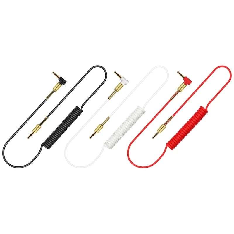 

3.5mm Male To Male 90 Degree Angle Audio Aux Spring Cable For Car Stereo MP3 PC