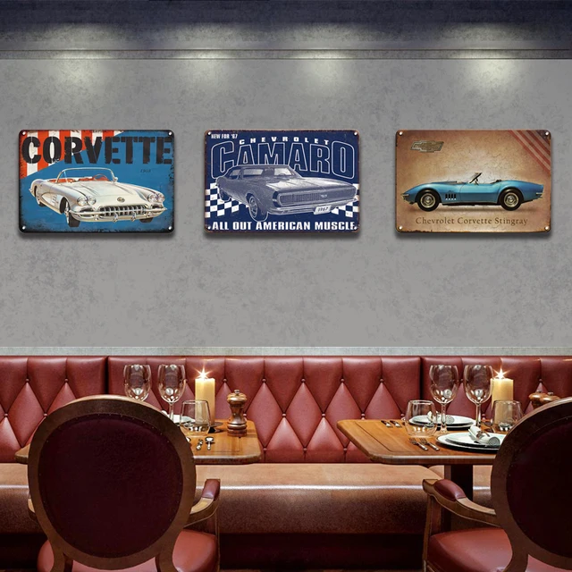 Muscle Car Vintage Metal Tin signs Home Garage Motel Wall Decorative Plates Retro Rusty Metal Plaque Creative Art wall Poster 2