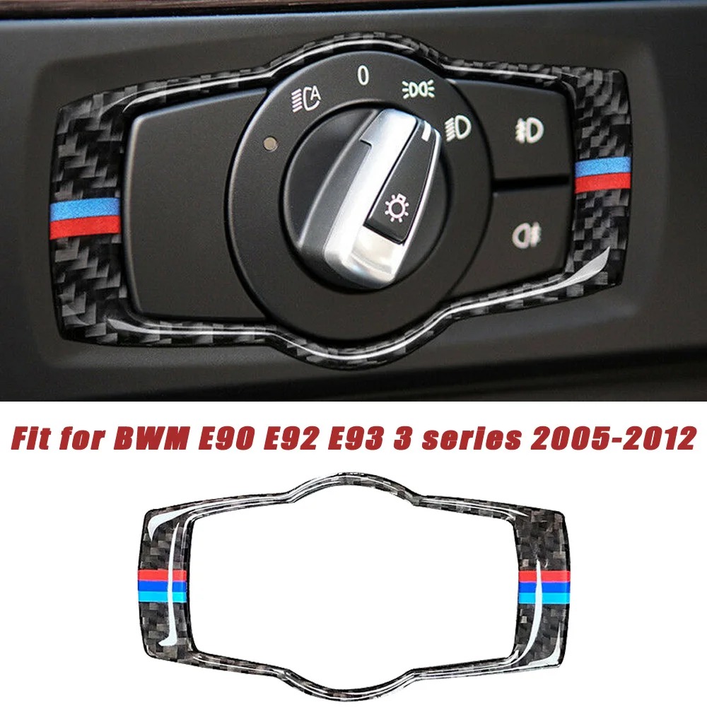 Cover Headlight Switch Button trim Interior Decor Accessory 1pc Carbon Fiber