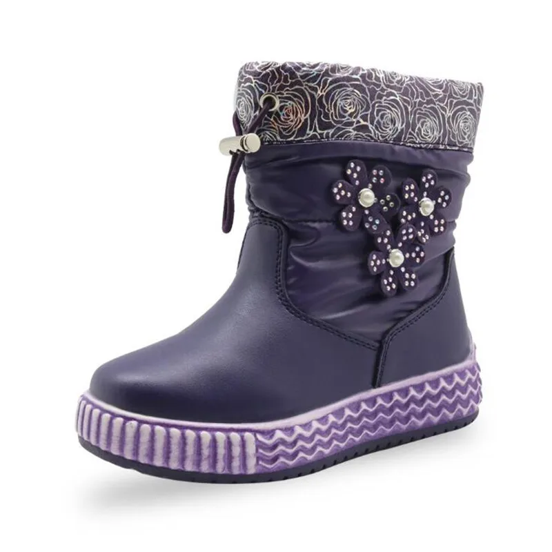 Winter new children's snow boots boys and girls baby snow boots warm shoes children's quality PU waterproof Thick cotton shoes