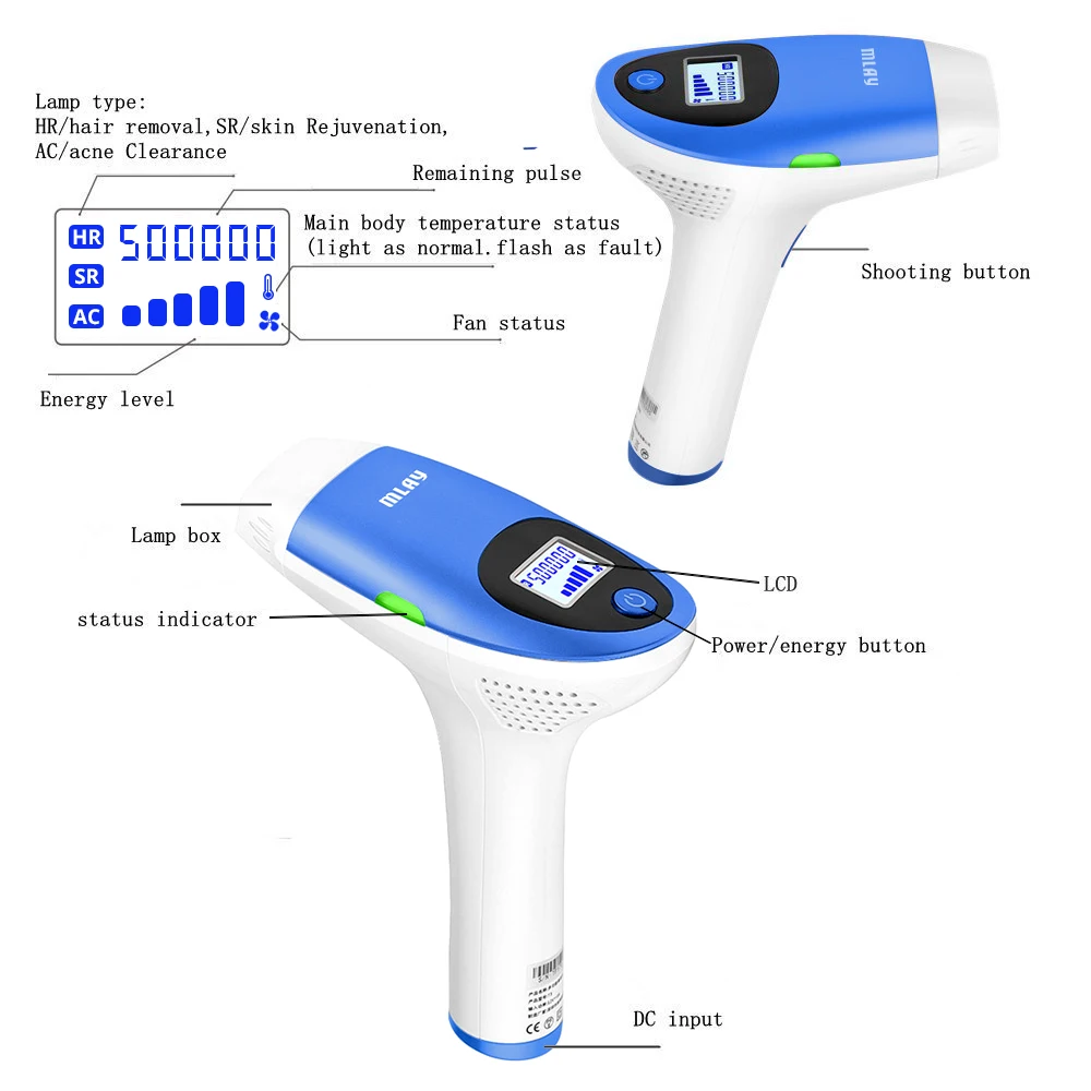 Лазерный эпилятор MLAY, IPL, лазерный эпилятор, 500000 вспышек, Машинка для удаления волос, для домашнего использования, IPL, устройство для удаления волос