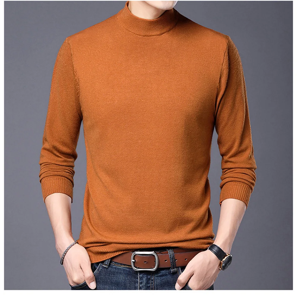 

Spring Autumn Solid Color Pllovers Sweater Business New Arrive Fashion Slim Fit Men's Half Turtleneck Sweater Size 4XL MZM065