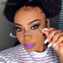 47163, половинная оправа, капля воды, Подвеска очки, оправа для женщин, бриллиантовая цепь, дамские оттенки, стразы, без линз, ручная работа, модные очки