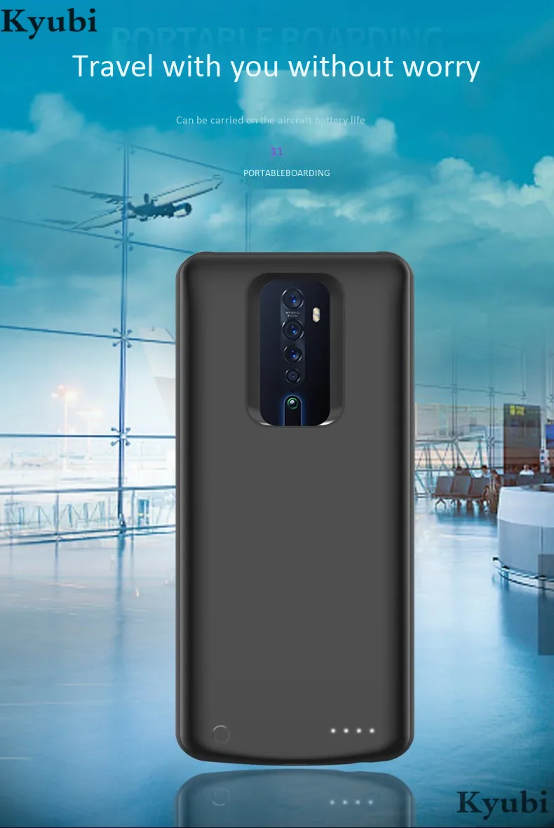 6500 мАч чехол для зарядки аккумулятора для OPPO Reno 2 Внешний портативный мягкий силиконовый чехол для зарядного устройства для OPPO Reno 2 роскошный 2 в 1