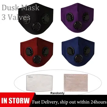 

Antiviral Sport Dust Face Mask With 3 Valve & 2 Filter Activated Carbon PM 2.5 Anti-Pollution Running Cycling Mask For Adult
