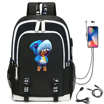 

Fashion Backpack Game hero Leon Crow Printing SchoolBag Travel Backpack USB Charging Backpack With Headphones Hole Student Bag