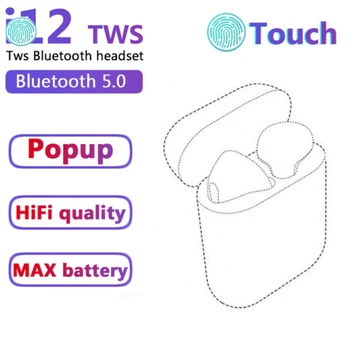 

Macaron i12TWS wireless bluetooth 5.0 headset automatic pop-up window for all smartphones with Android iOS system 20pcs