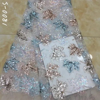 

Blue African Lace Fabric 2020 Sequin Tulle Lace Fabric High Quality Beautiful French Tulle Lace Fabric