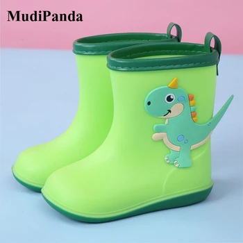 

MudiPanda Kids Baby Boys Girls Rain Shoes Winter Children's Cartoon Boots PVC Cute Waterproof Non-Slip Buckle Ankle