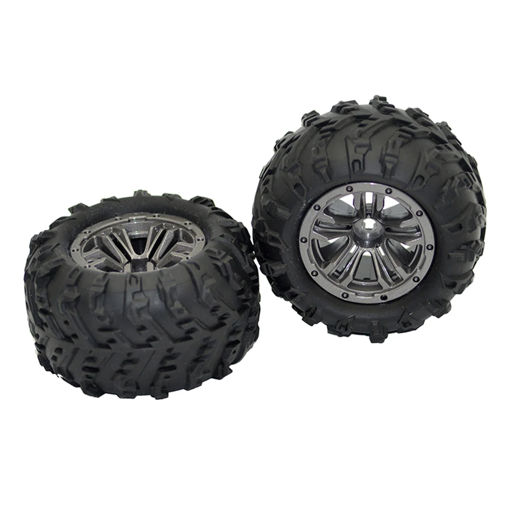 2PCS 1/20 Rubber Tires with Wheels for XLH 9145 Off-Road Monster Truck RC Car Accessories