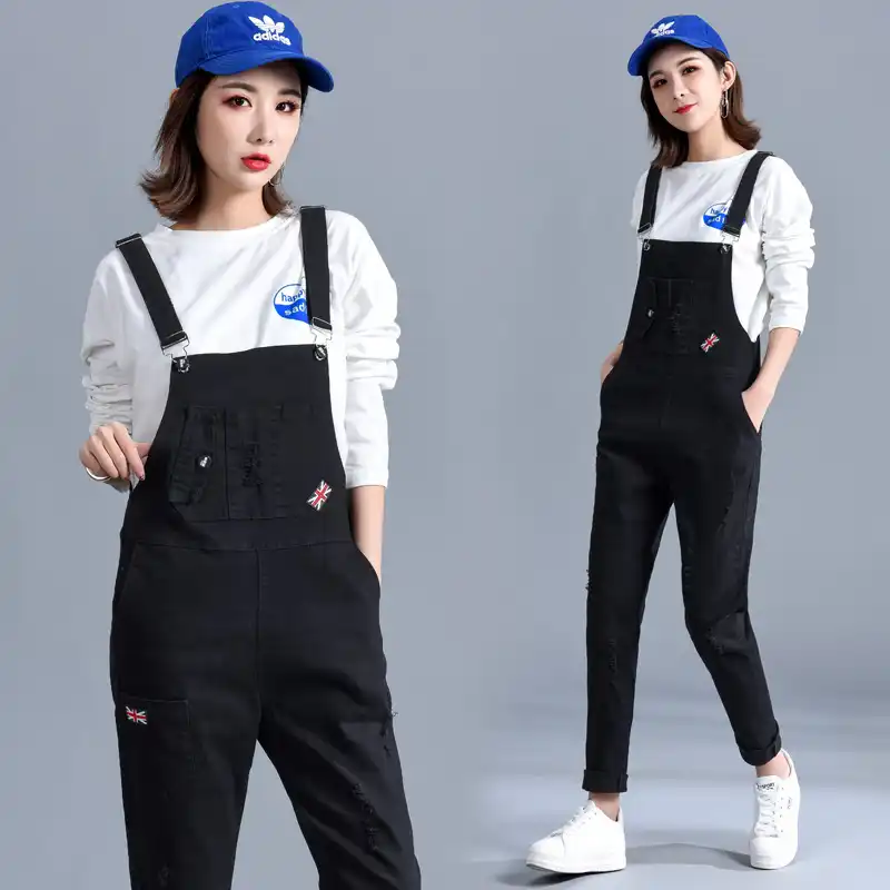 black and red overalls