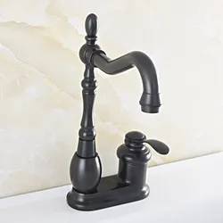 Black Oil Rubbed Bronze Swivel Spout Single Handle Deck Mounted Bathroom Kitchen Two Holes Basin Sink Faucet Mixer Tap msf831