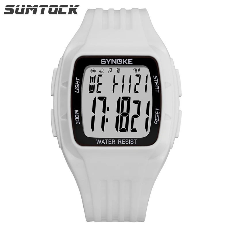 

Sumtock Watch Unisex Digital Sport Wristwatch Young 3Bar Water Resistant Square Alarm Date Week Men Girl Fashion Leisure Watch