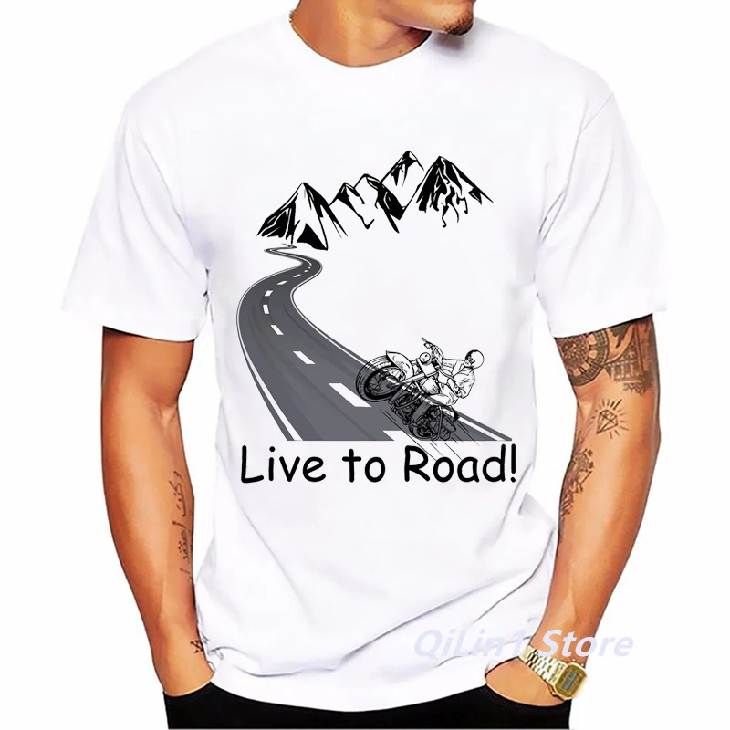 Cafe Racer Motorrad Print Herren Vintage T-Shirt Sommer 2024 Weiß Kurzarm Casual Top 90er Jahre Cool Hip Hop Rock T-Shirt Grafik – Detail 7