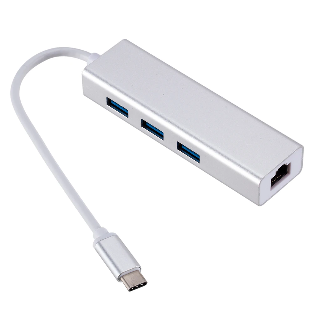 Серебристый Разъемы концентратор ноутбук сетевая карта алюминиевый сплав USB Kilomega адаптер Внешний LAN Ethernet type-c к RJ45 - Цвет: Серебристый